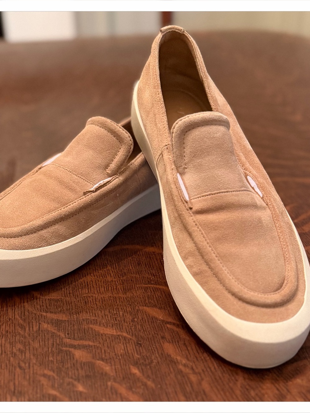 Vince gita Beige Suede Penny loafer slip On Flats Women's US 6 EU 36 Round toe